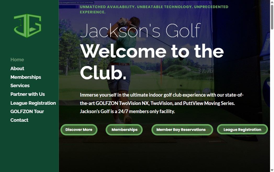 Jackson's Golf Club website homepage